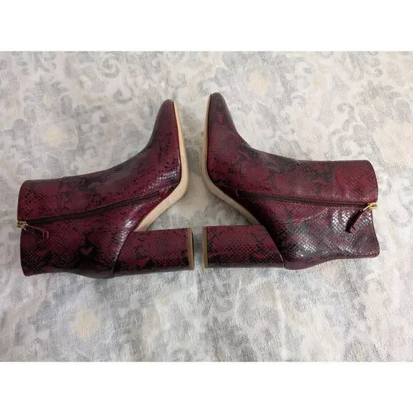 Twin-Set Leather Ankle Boots in Red Python Print Size 40 / US 10 - Picture 6 of 12